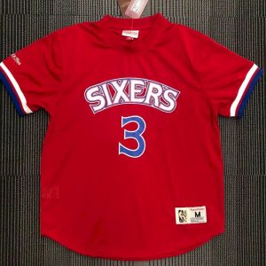 Allen Iverson Men's Red Player Jersey - Throwback Edition
